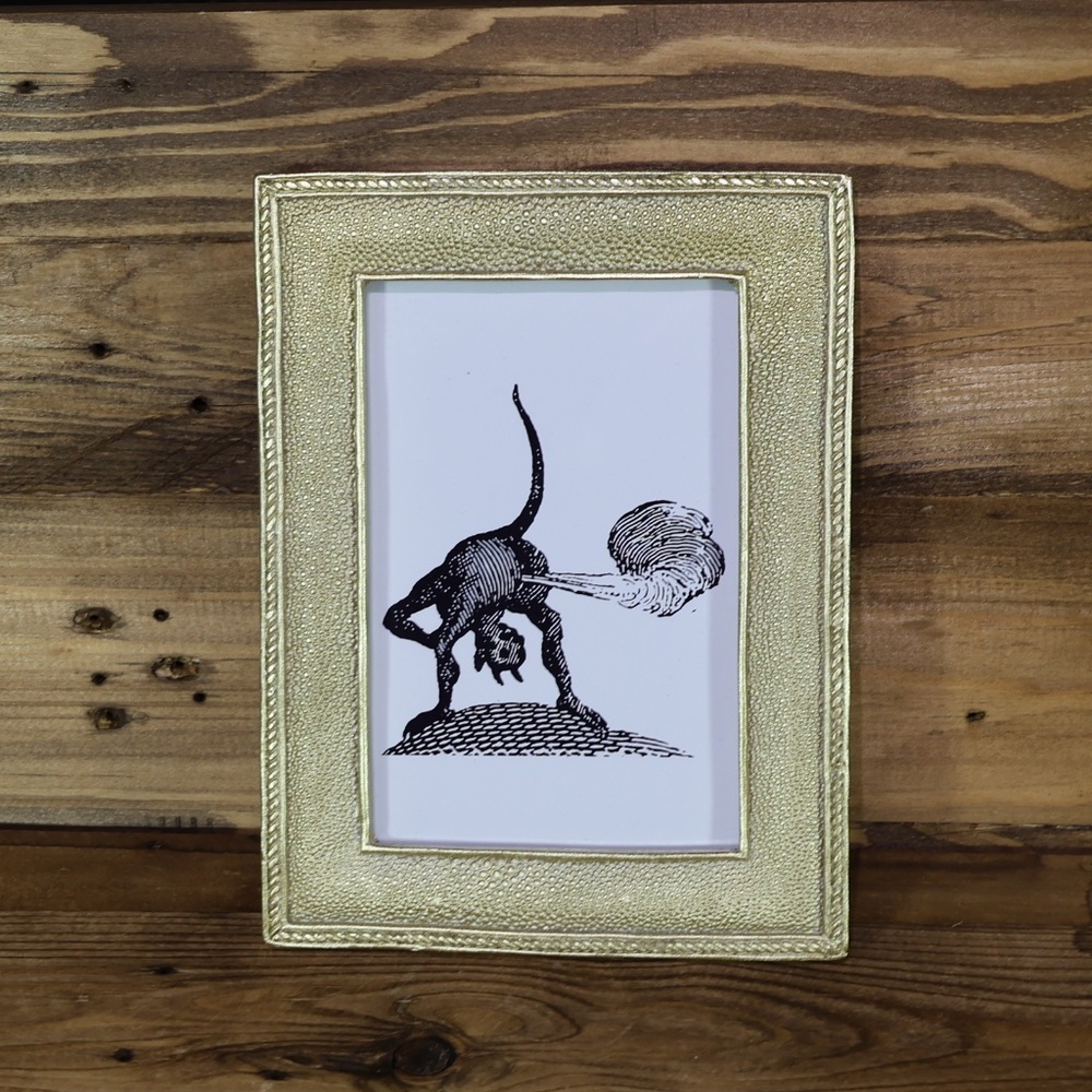 Demon Fart Print Gold Frame Antique Devil Reproduction Print Framed SMALL SIZE